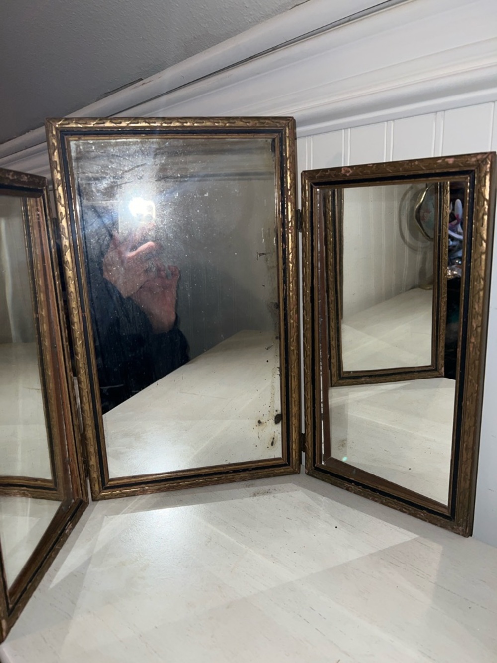 1940s Original Trifold Dressing table mirror or wall hanging